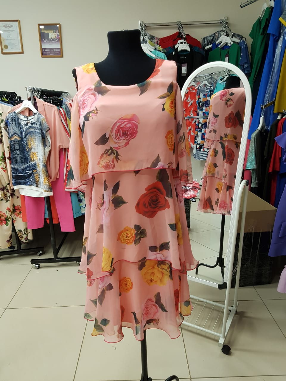 платье Мими*20 розовые цветы