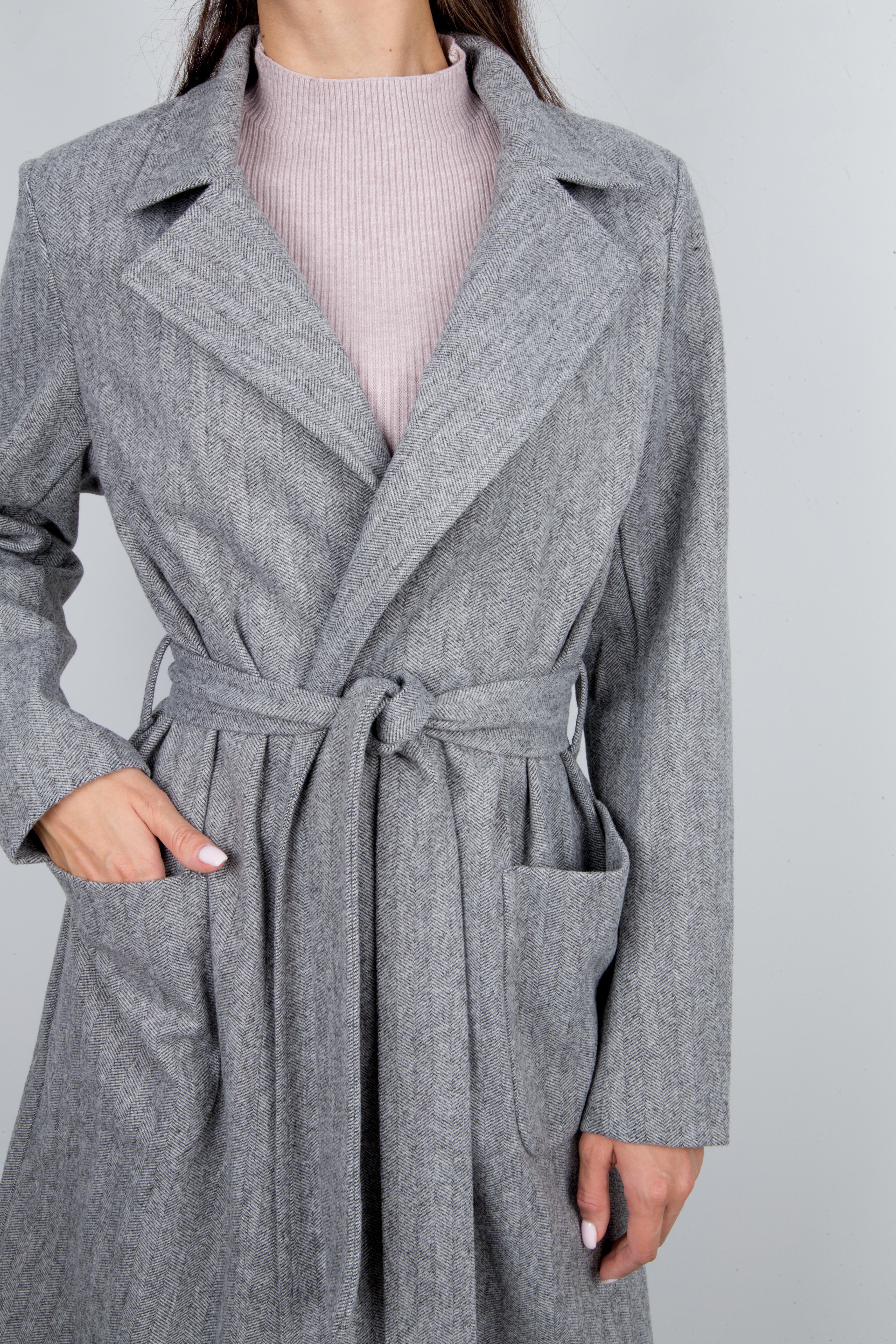 жакет Л783 драп ёлочка серый