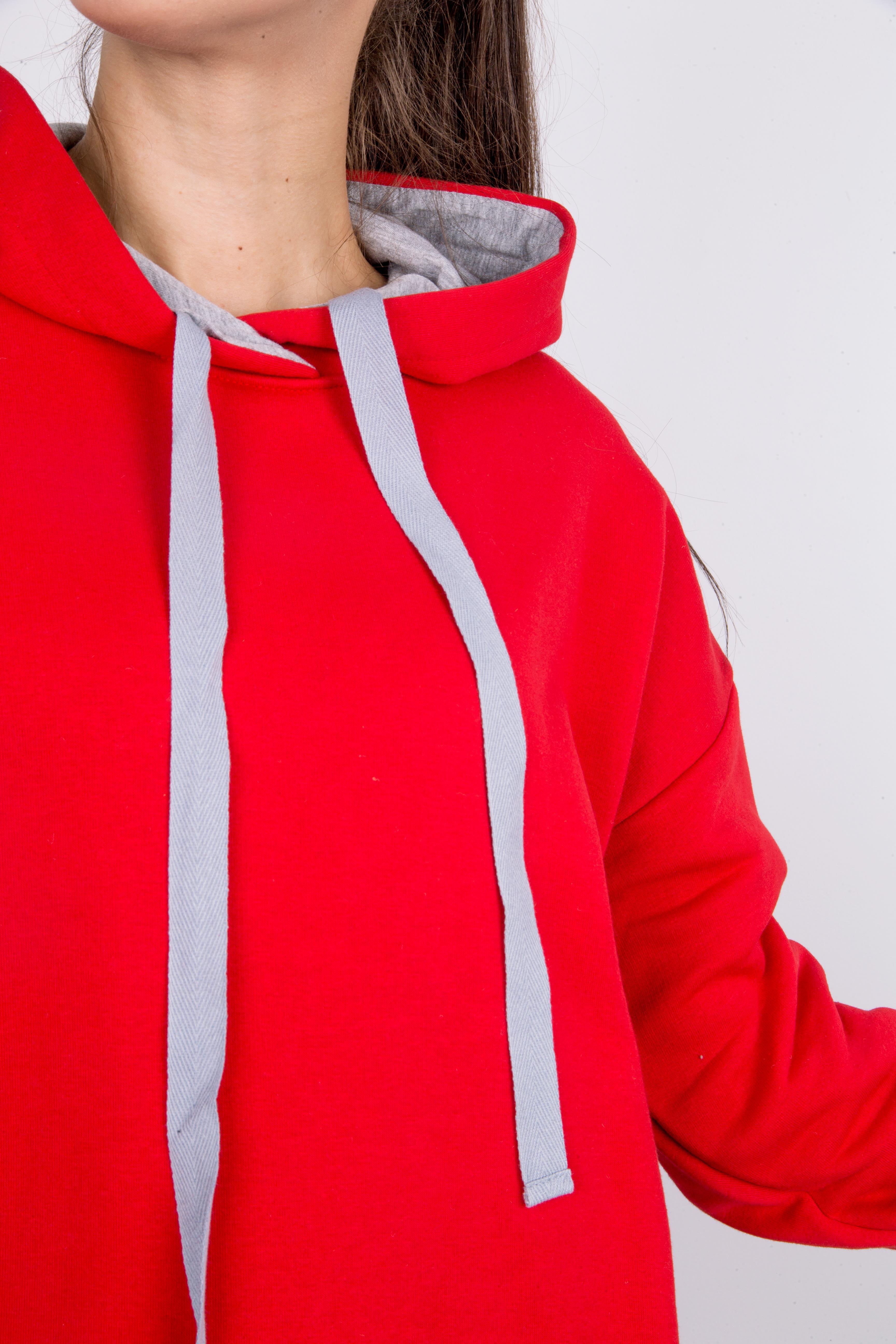 Платье  Л941 футер красный - серый меланж