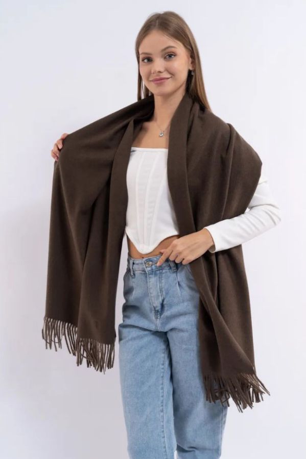 шарф-палантин утепл. пп031 12 т.коричневый
