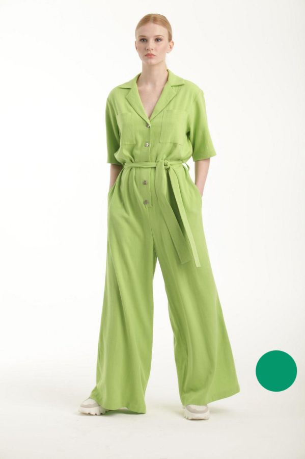 комбинезон Л808 хлопок-лен зелёный