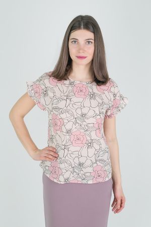 блуза т85009* пудра  оптом