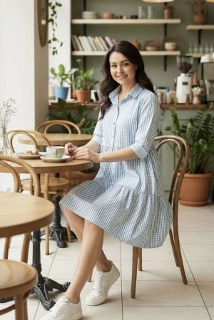 платье Ньютон голубая клетка  оптом