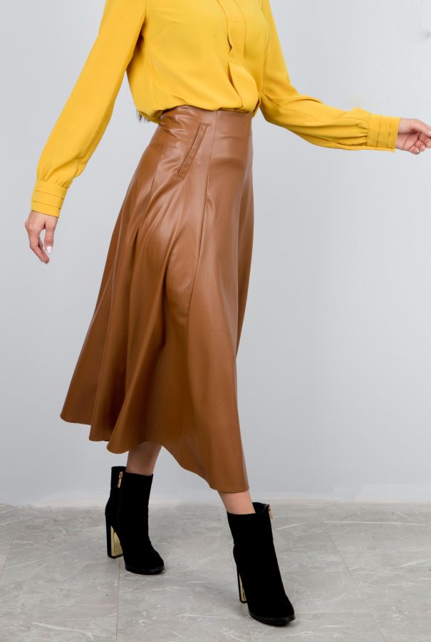 юбка т93132 kahve (кирпич) экокожа