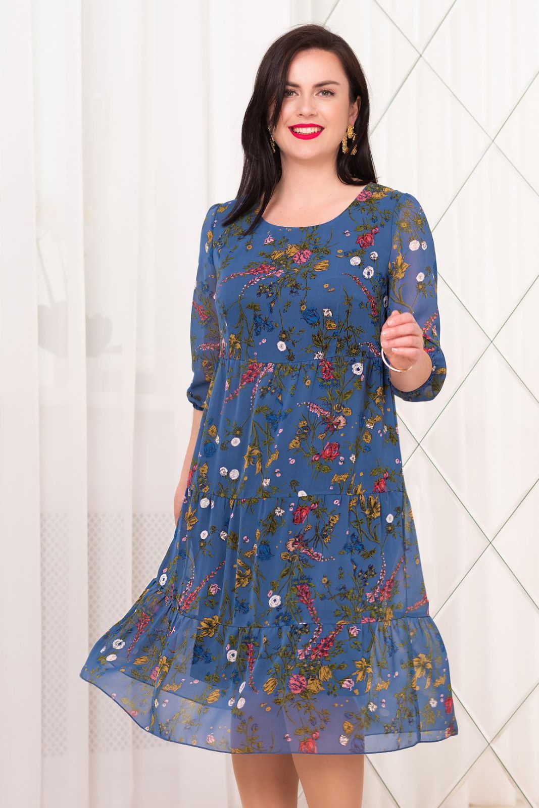 платье Д1672 Хризантема полев-джинс
