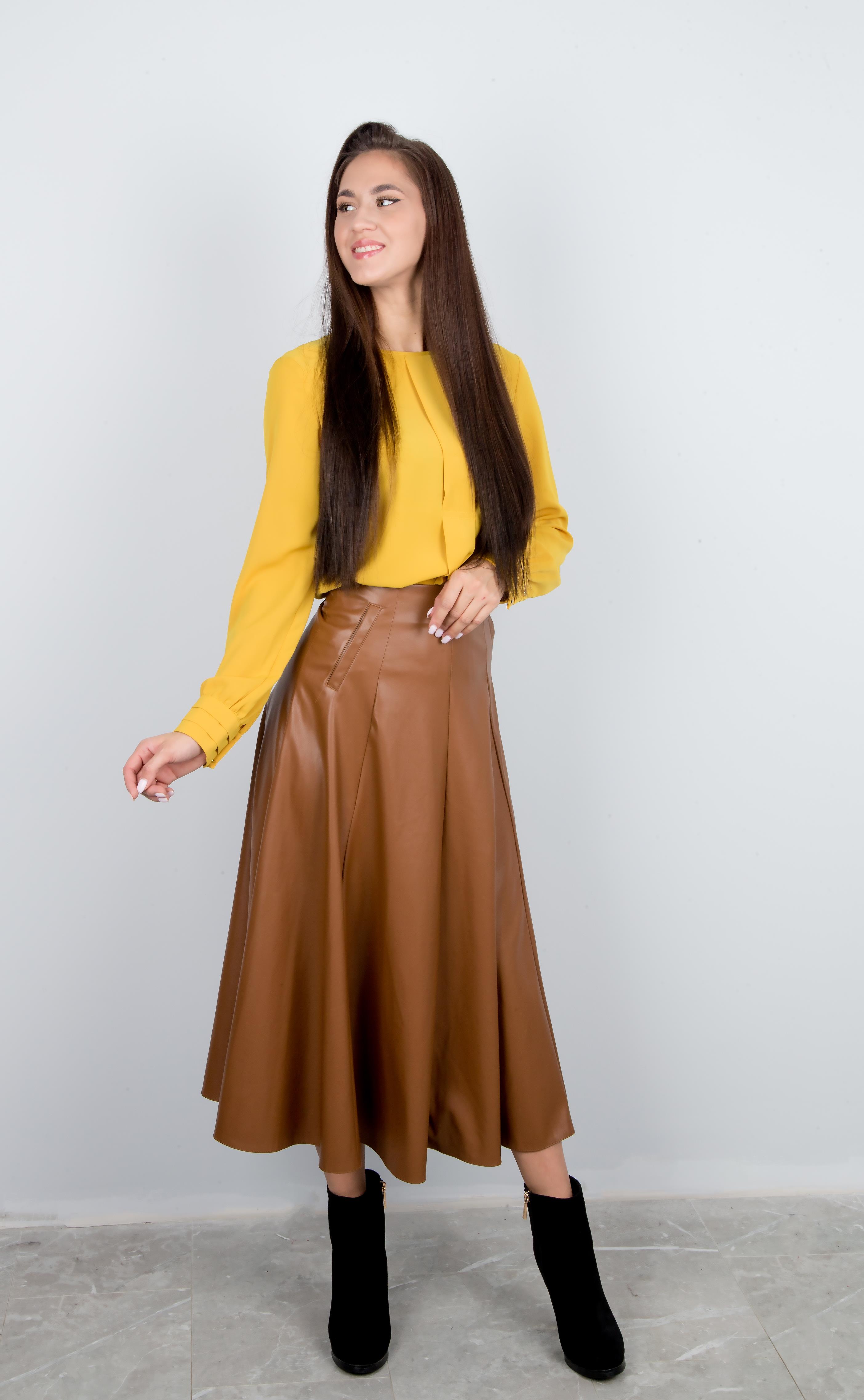 юбка т93132 kahve (кирпич) экокожа