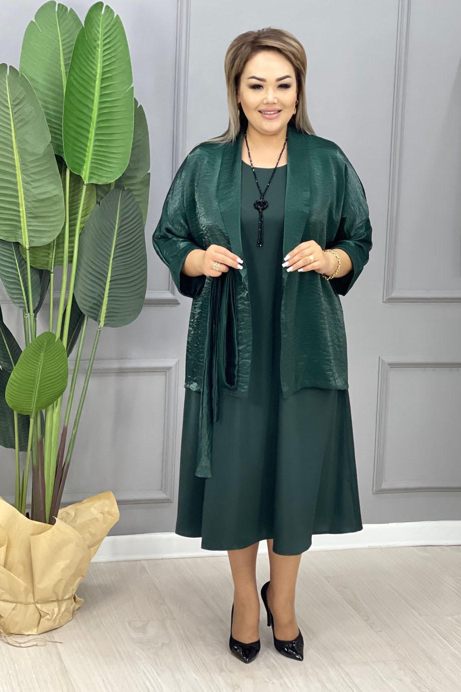 платье - двойка к1123* изумруд, мерцание