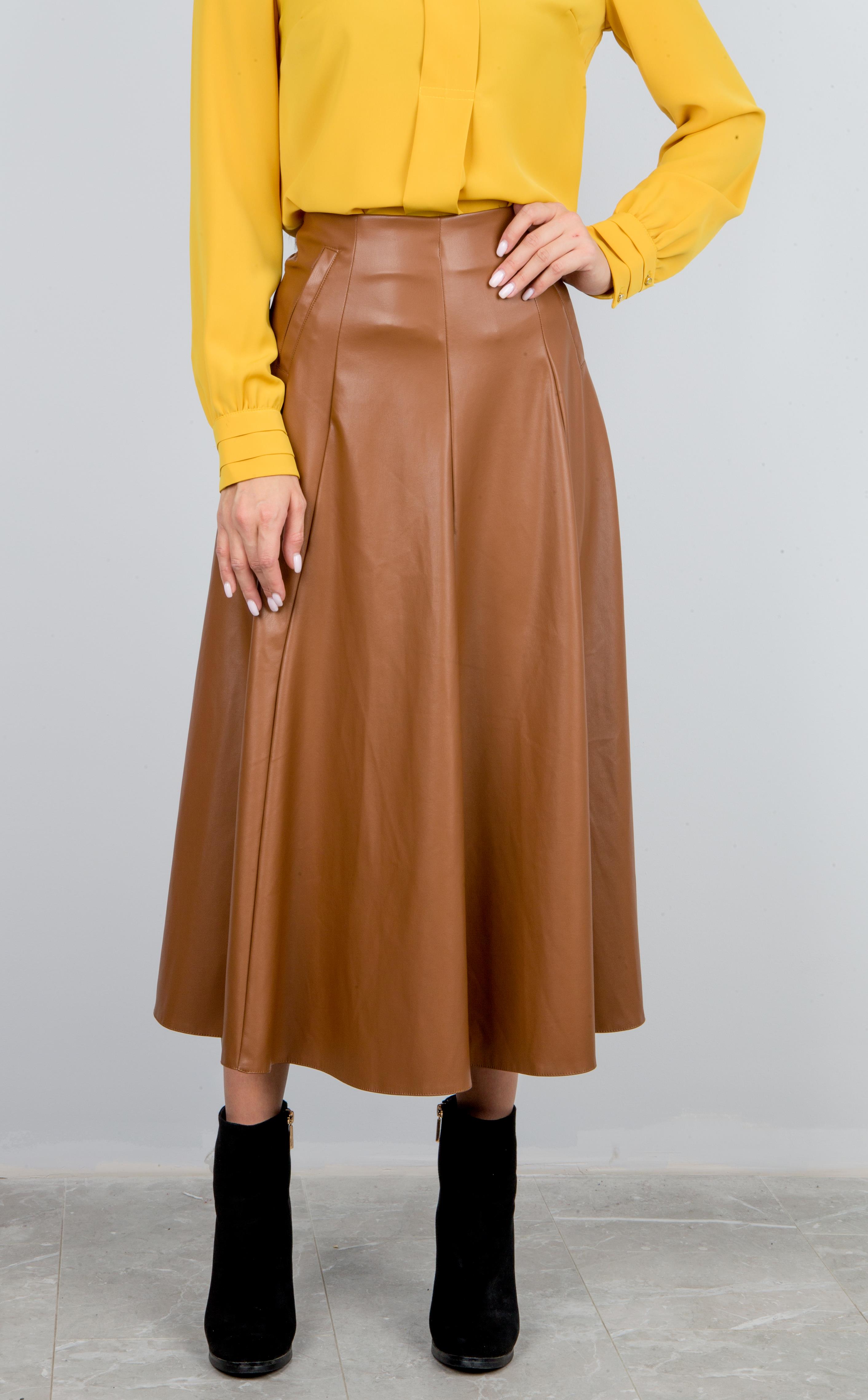 юбка т93132 kahve (кирпич) экокожа