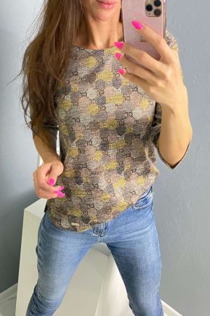 джемпер к3035 буквы коричневые  оптом