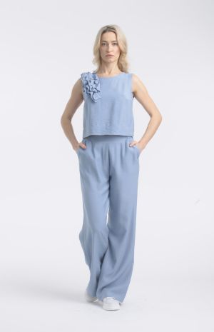 Брюки Л540 текстиль Вивьен голубой_442  оптом