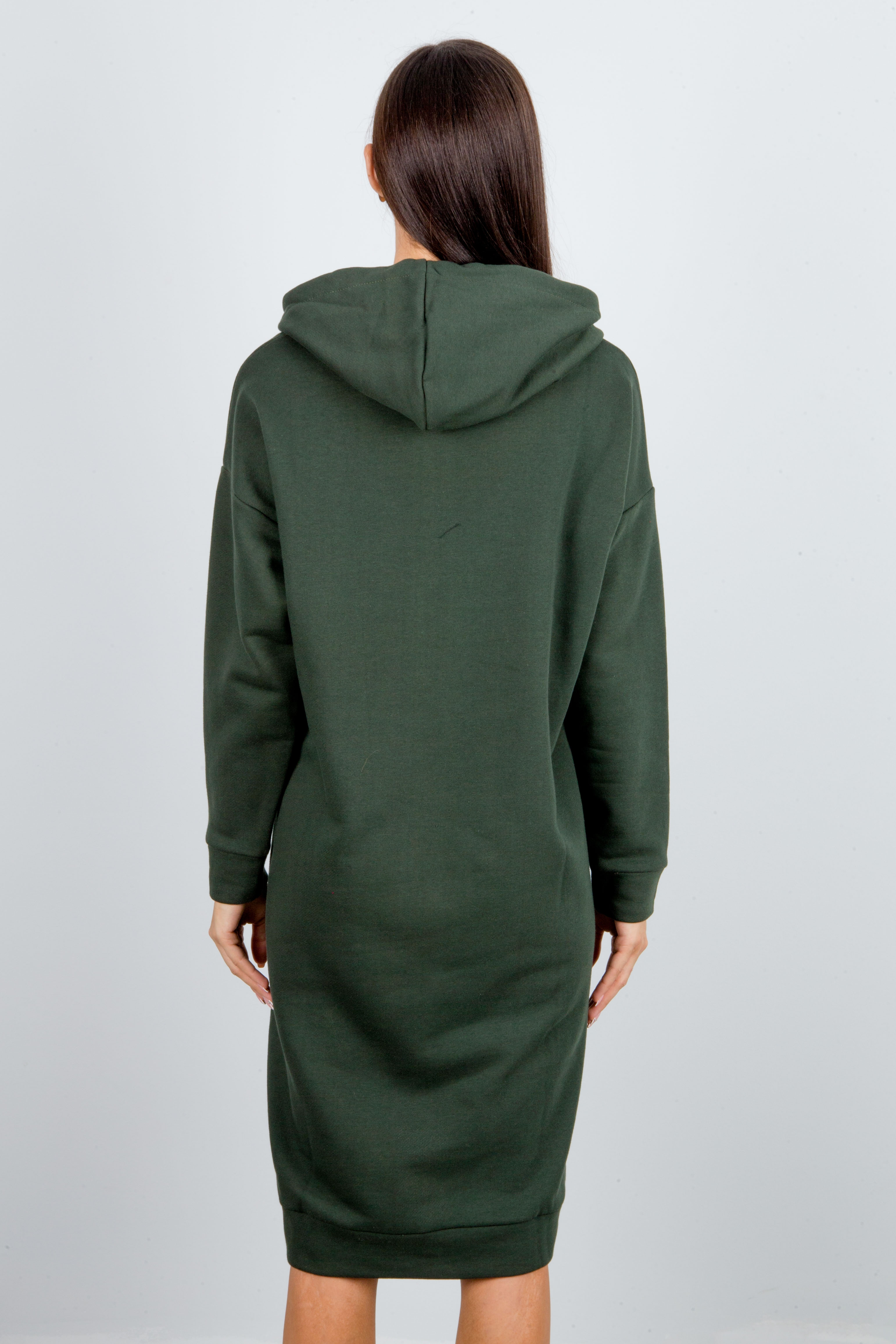 Платье  Л941 футер хаки-св.сер.меланж