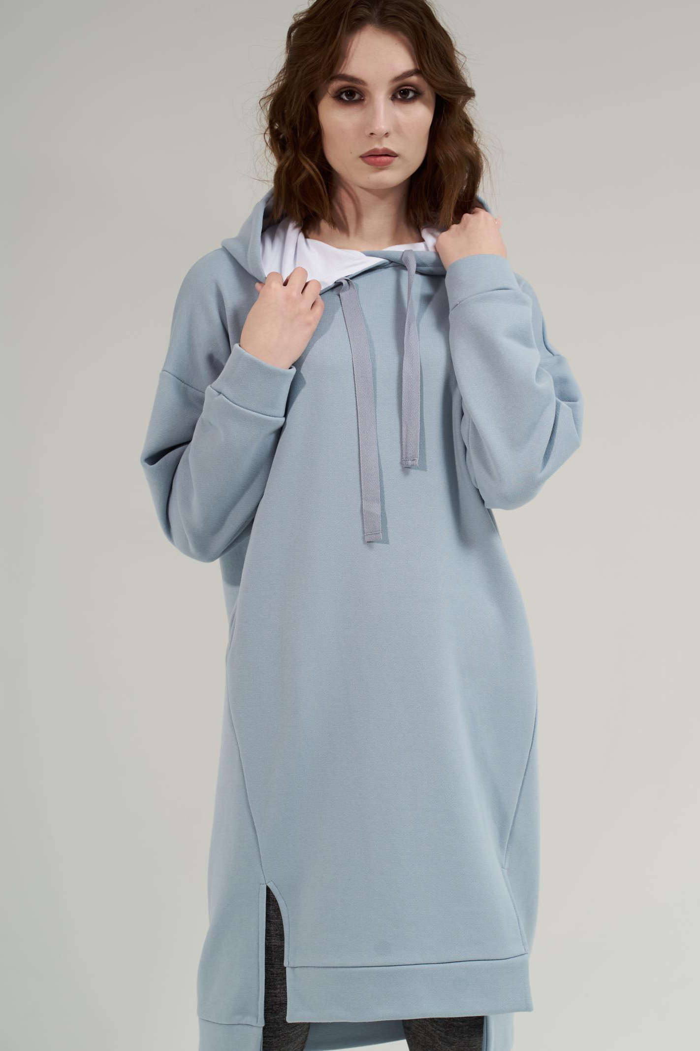 Платье  Л941 футер серо-голубой