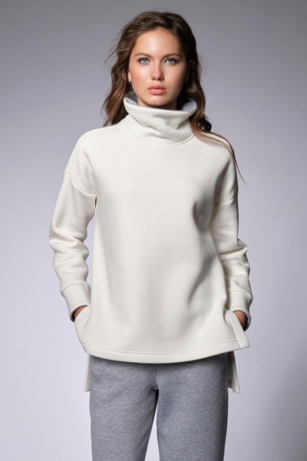 свитшот л938_1_418 футер утепл. Белый snow