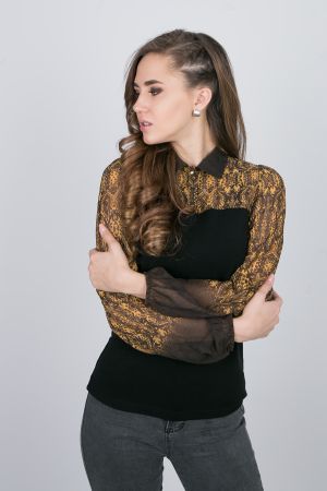 блуза л2453*b Муар-горчица  оптом