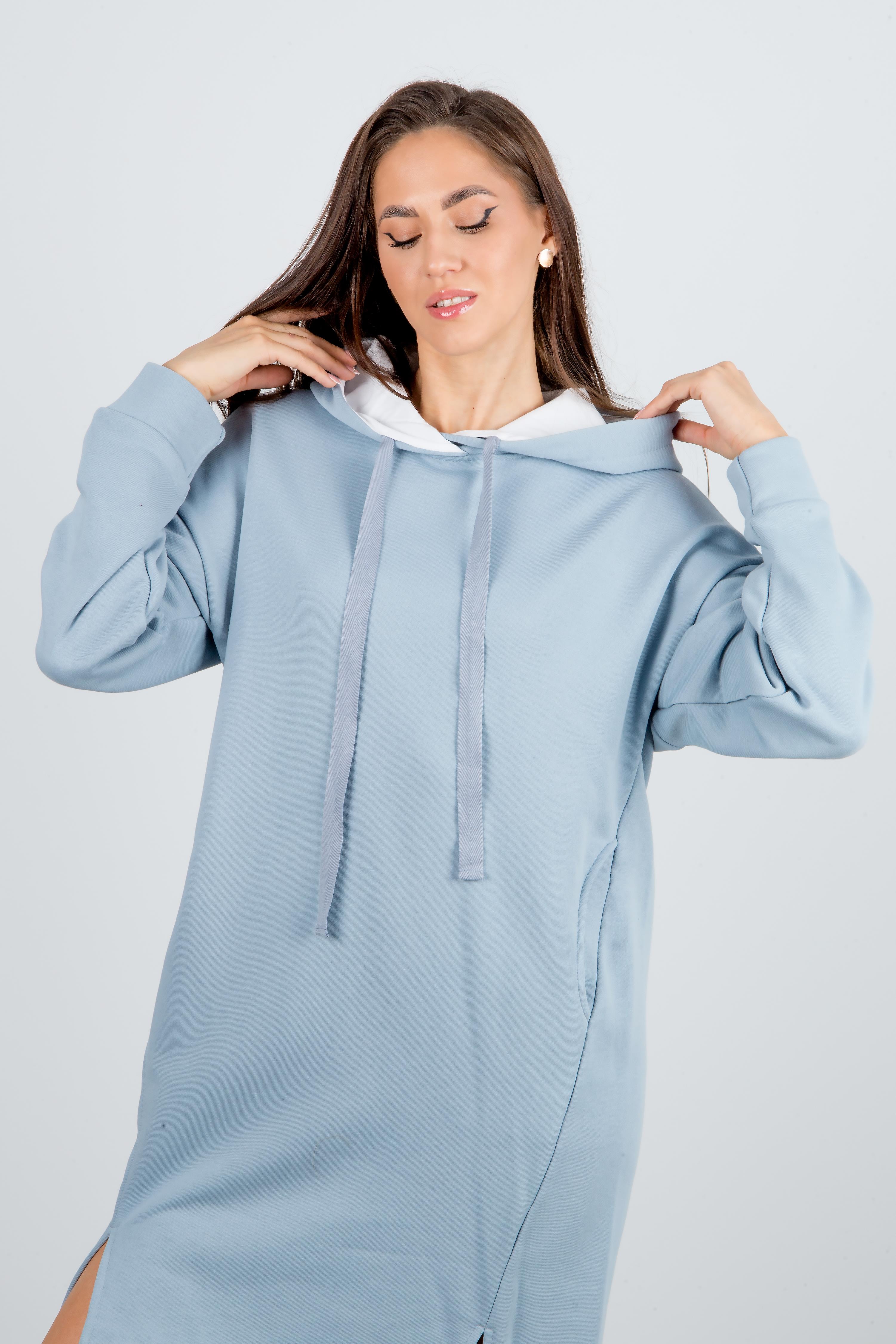 Платье  Л941 футер серо-голубой