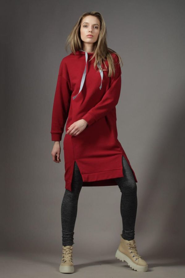 Платье  Л941 футер винный-сер.мел