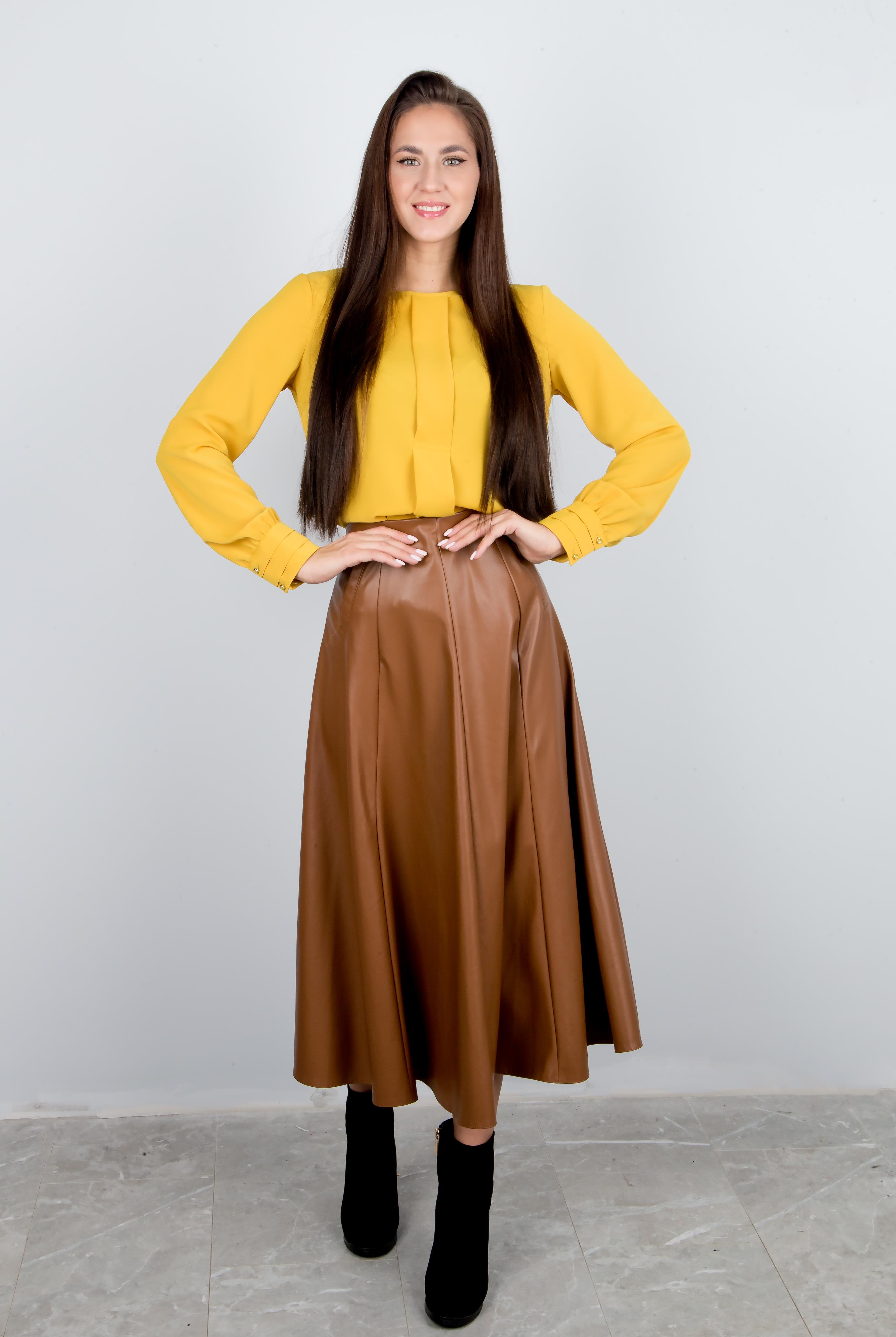 юбка т93132 kahve (кирпич) экокожа