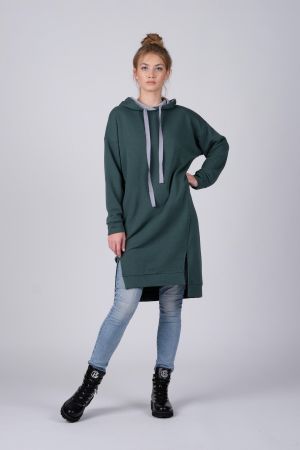 Платье  Л941 футер зеленый-сер.мел  оптом