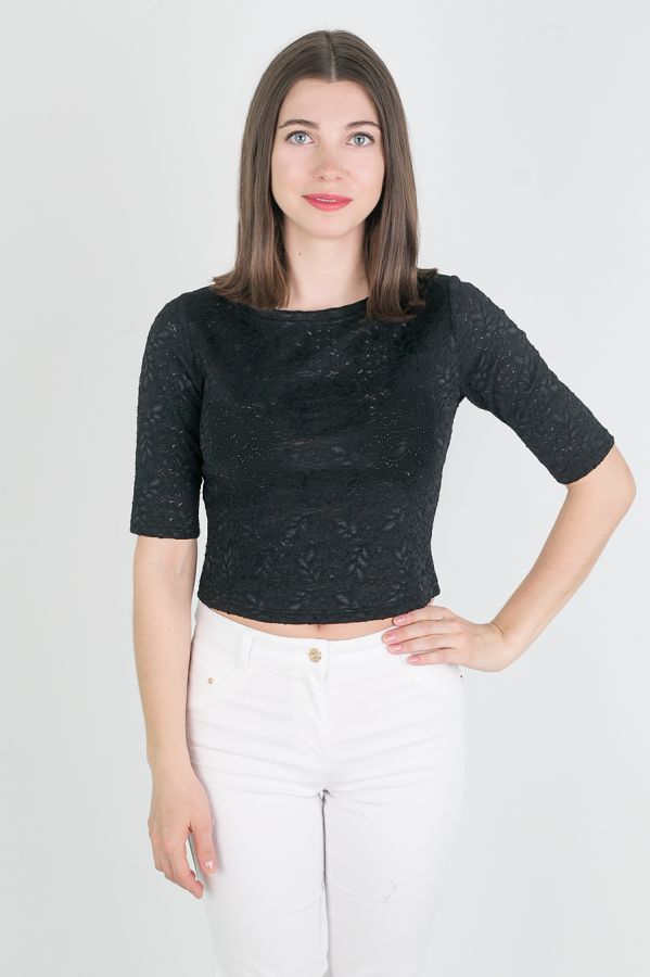 топ Л2077 кружево* черный