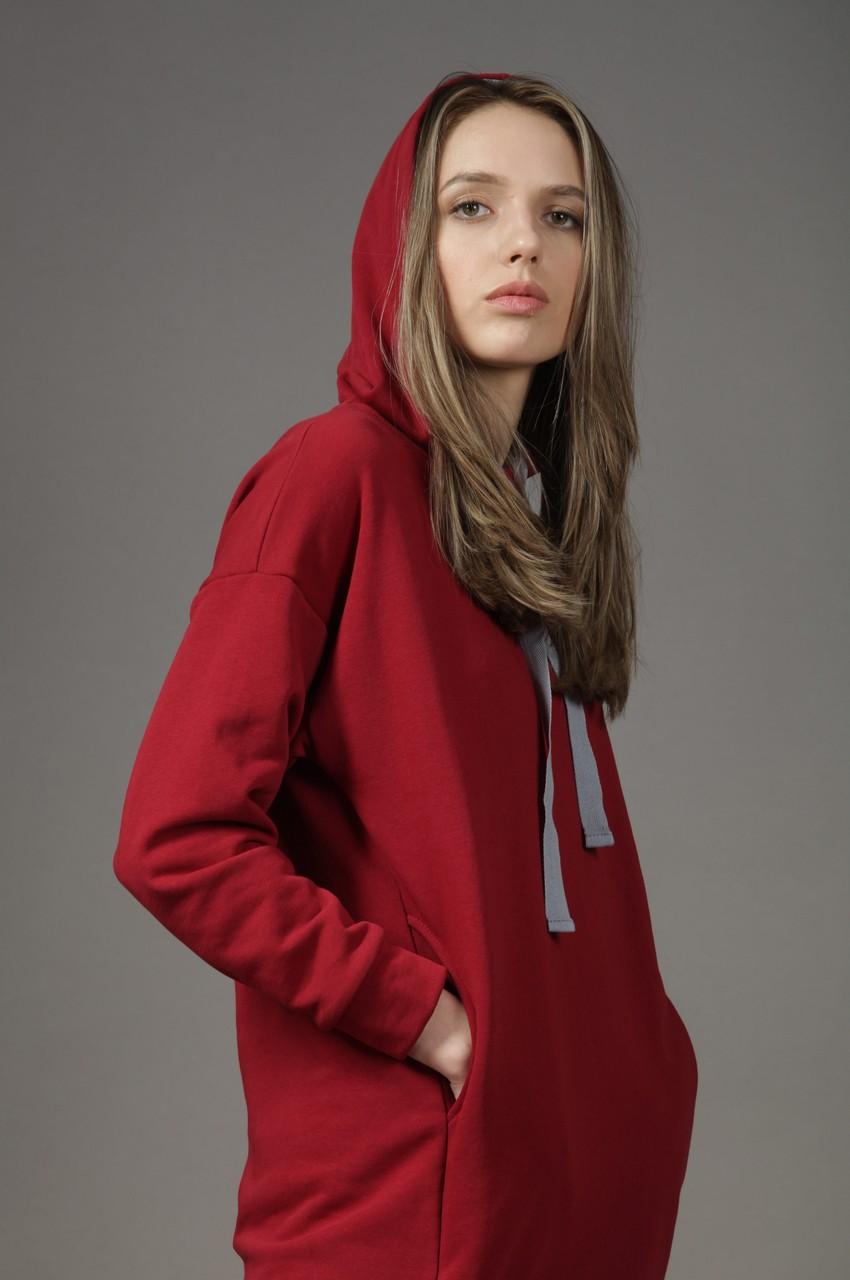 Платье  Л941 футер винный-сер.мел