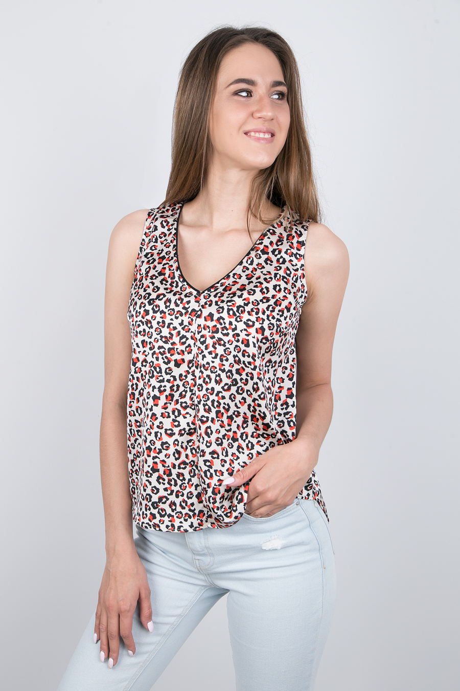 майка-блуза т95071*17 леопард беж