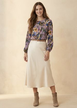 блузка В42401 фиолетовые цветы  оптом