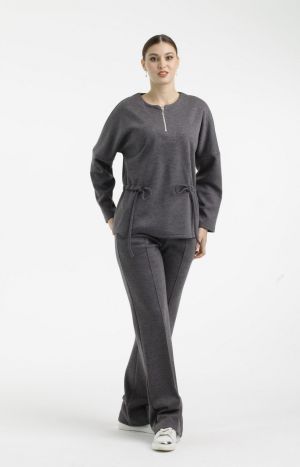 Брюки Л949 трикотаж фэшн антрацит_420  оптом