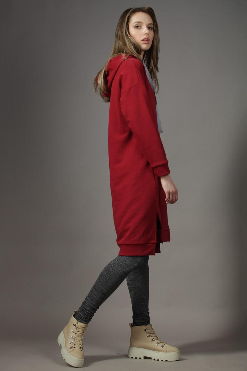 Платье  Л941 футер винный-сер.мел