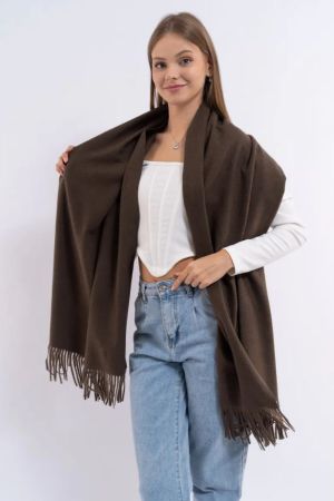шарф-палантин утепл. пп031 12 т.коричневый  оптом