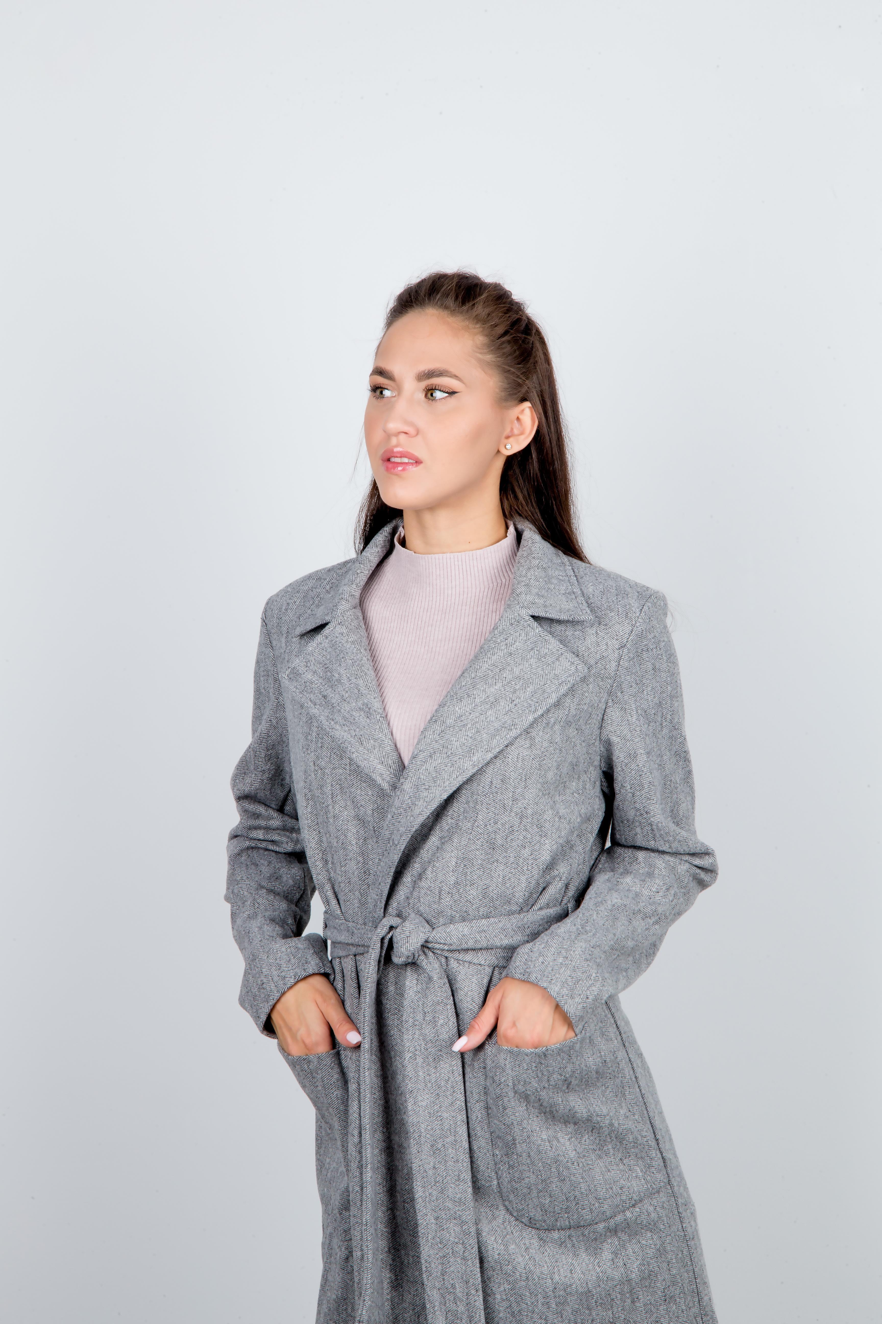 жакет Л783 драп ёлочка серый